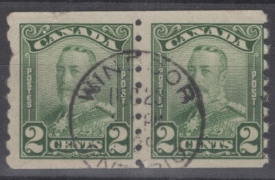 Canada 180 used coil pair 1930 2c dull green Admiral w CDS ZAYIX 060222S98