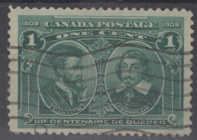 Canada 97 used 1908 1c blue green Quebec Tercentenary ZAYIX 060222S104