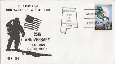 HUNTSPEX 1994 25th Anniversary Man on the Moon cachet ZAYIX 120622SM93
