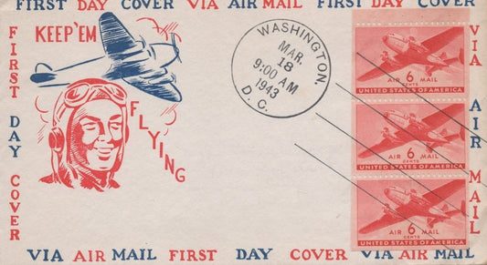 US C25a-40 FDC Cachet Craft, Keep'em Flying Patriotic ZAYIX 101223USF11