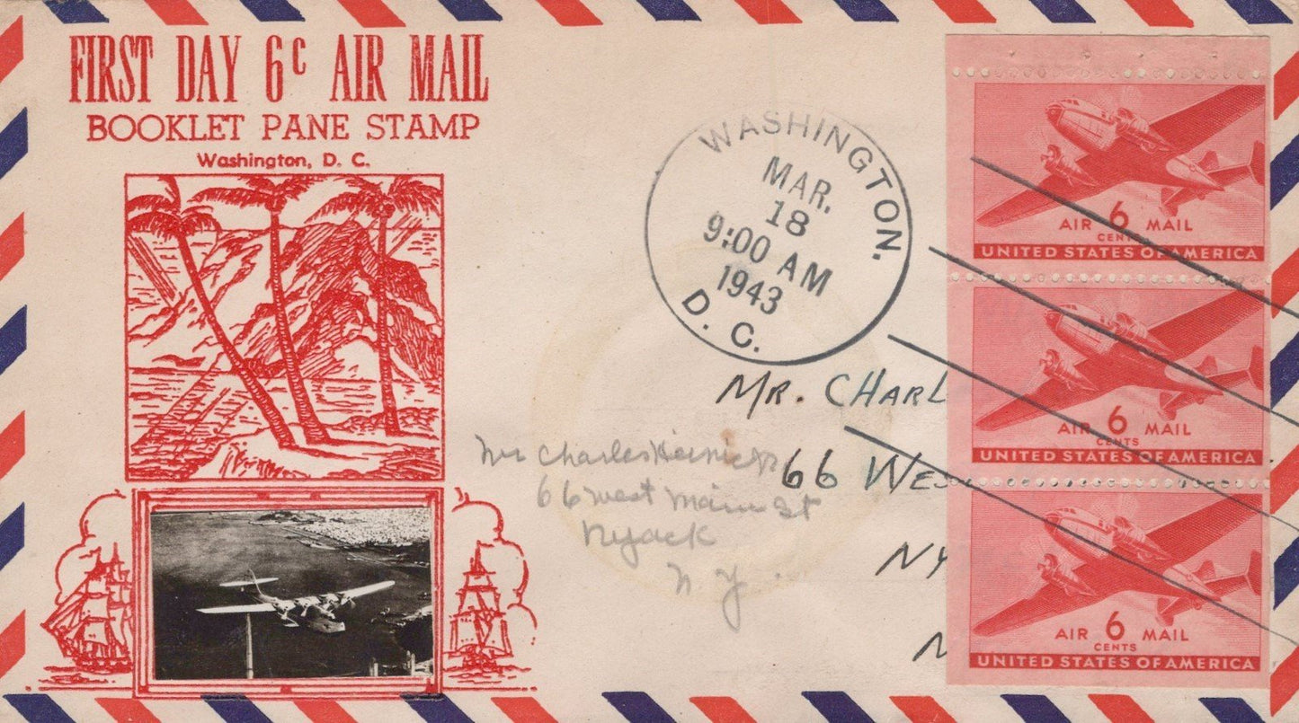 US C25a-11 FDC WG Crosby photo cachet 6c booklet plane ZAYIX 101223USF15