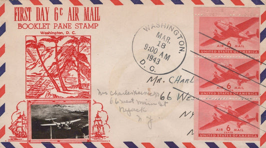 US C25a-11 FDC WG Crosby photo cachet 6c booklet plane ZAYIX 101223USF15