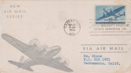 US C30 FDC unknown cachet, back flap stuck to advert stuffer ZAYIX 101223USF02