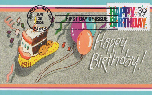 US Maxi Card FDC Happy Birthday Cake Balloons ZAYIX 0924M0541