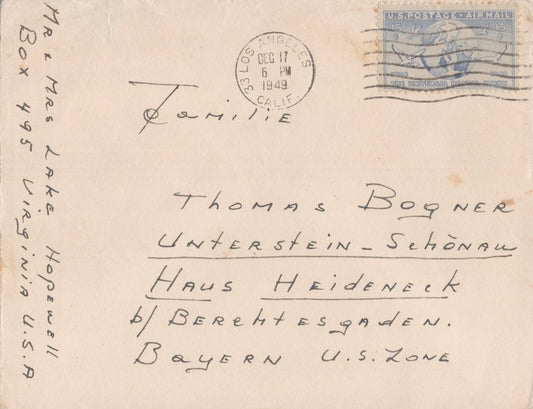 ZAYIX US Air Mail 1949 15c rate Calif to US Zone, Bavaria, Germany 031923SM93