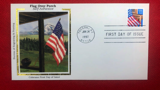 1997 US Colorano FDC #2921b Flag Over Porch with red 1997 inscription ZAYIX 010622SM03