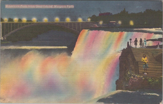 ZAYIX Postcard American Falls Goat Island Bridal Veil Niagara Falls 083022PC71