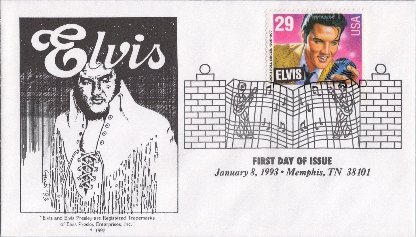 US 2721 FDC Elvis Presley Harris Cachet Pen and Ink art ZAYIX 060722SM41