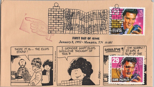 US 2721 & 2724 Dual FDC Elvis Presley SMB Cachets - Comic Strip Memphis ZAYIX 060722SM54