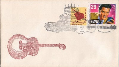 US 2721 FDC Elvis Guitar Cachet King of Rock Station Bellflower ZAYIX 060722SM51