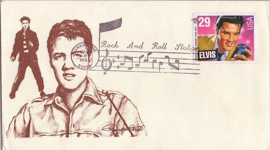 US 2721 FDC Elvis Presley Glen Cachet - Rock and Roll Station Omaha NE ZAYIX