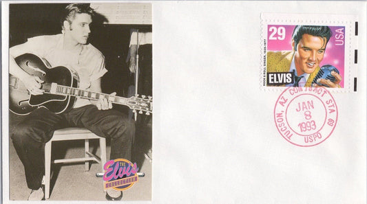 US 2721 FDC Elvis Bubble Gum Card Photo Cachet Guitar Playing ZAYIX 060722SM76