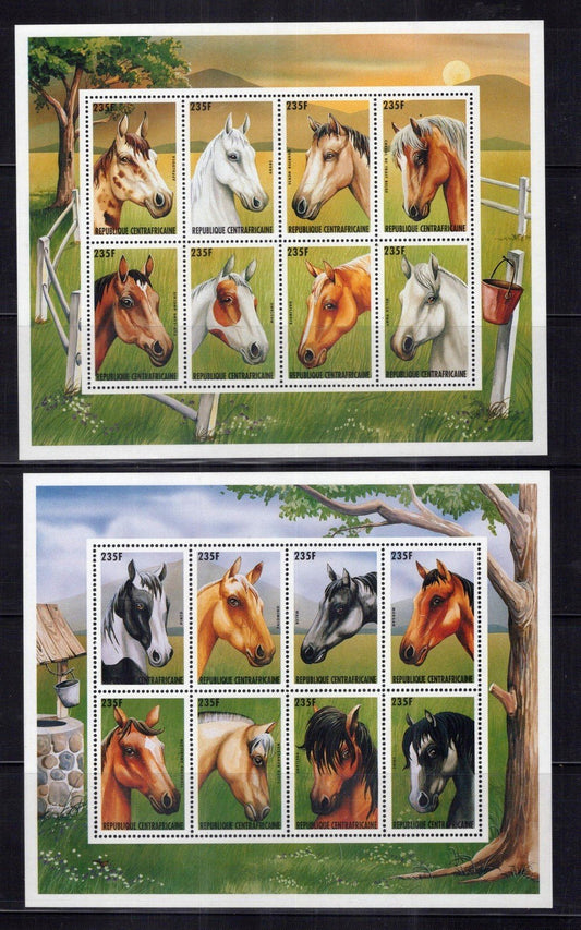 Central Africa 1137-1138 MNH Horses sheet Pinto Palomino Zayix Stamps 0125M0109