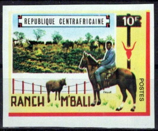 Central Africa 132 MNH Horses Imperf Ranch M'Bali Equine Zayix Stamps 0125M0110