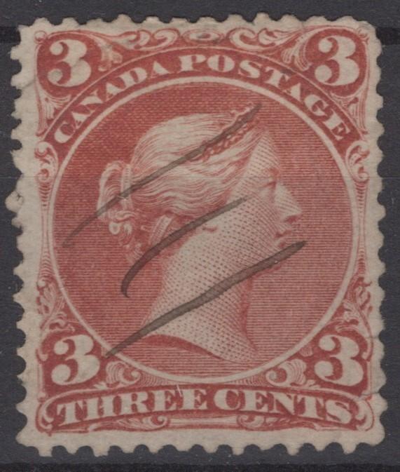 Canada 25 Used 3c red Royalty Queen Victoria FVF ZAYIX 121022S113