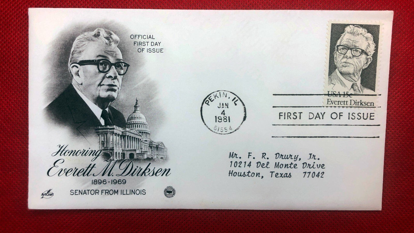 1981 US 1874 Art Craft FDC Senator Everett M. Dirksen ZAYIX 010522SM157M