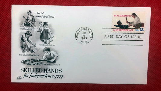 1977 Art Craft FDC US 1718 Skilled Hands for Independence Blacksmith ZAYIX 010522SM111