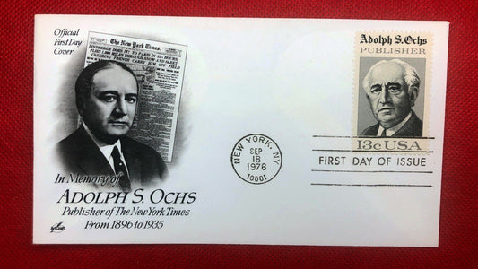 1976 Art Craft FDC 1700 Adolph S. Ochs Publisher- N.Y. Times ZAYIX 010522SM94