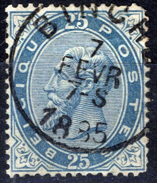 Belgium 47 Used VF 20c gray King Leopold II Zayix Stamps 0325S0222