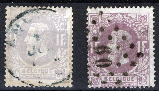 Belgium 36 & 36a Used FVF dull & rose lilac 1fr Zayix Stamps 0325S0223