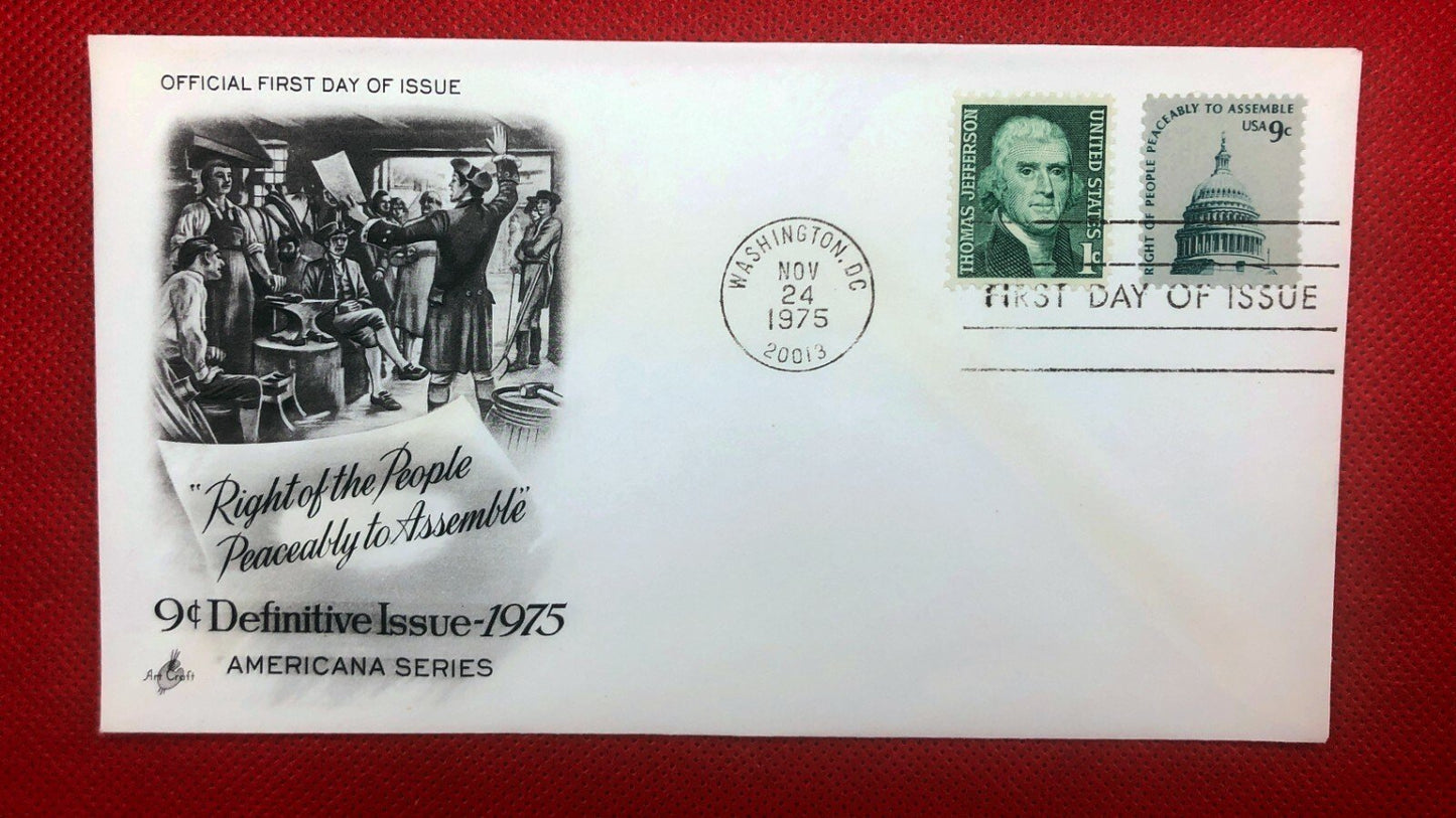 1975 US 1591 Art Craft FDC Peaceful Assembly Capitol Building ZAYIX 010522SM181