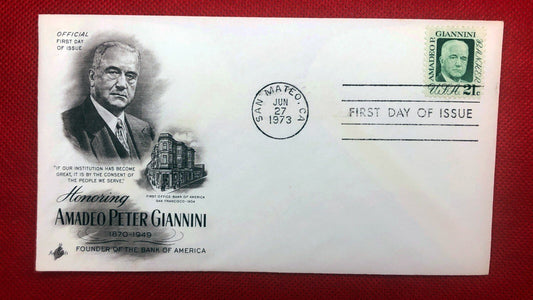 1973 US 1400 Art Craft FDC Banking Amadeo Peter Giannini ZAYIX 010522SM174