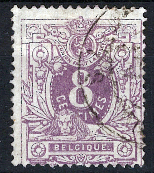 Belgium 31 Used F 8c Lilac Coat of Arms Zayix Stamps 0325S0225