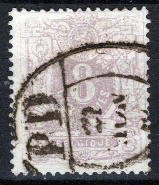 Belgium 31 Used F 8c Lilac Coat of Arms Zayix Stamps 0325S0226
