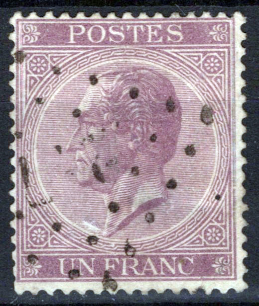 Belgium 22 Used XF perf 15 1 fr Violet, thin LR on neck Zayix Stamps 0325S0227