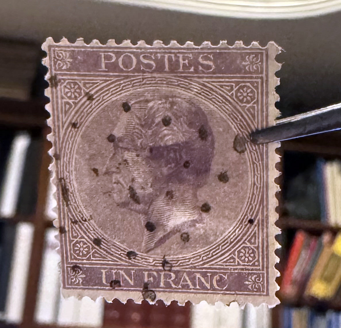 Belgium 22 Used XF perf 15 1 fr Violet, thin LR on neck Zayix Stamps 0325S0227