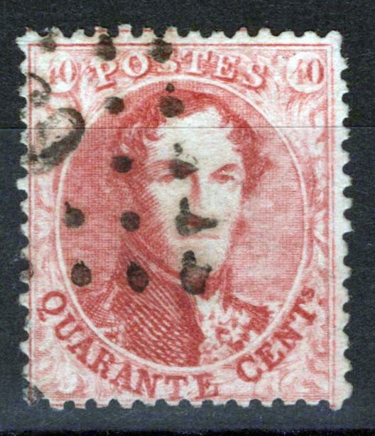 Belgium 16 Used VF perf 14.5 40c carmine rose Leopold I Zayix Stamps 0325S0229
