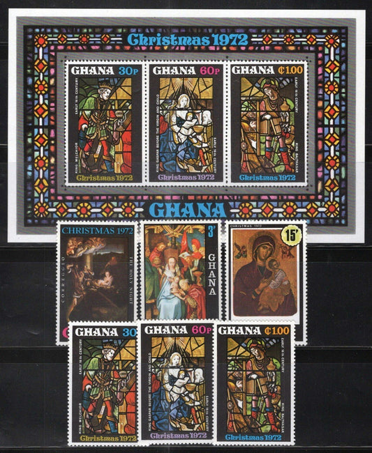 Ghana 466-471a MNH Xmas Paintings Virgin & Child Stained Glass ZAYIX 013123SM35