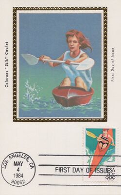 US Colorano FDC Maxi Card UA Los Angeles Olympics, Kayaking ZAYIX 0924M0071