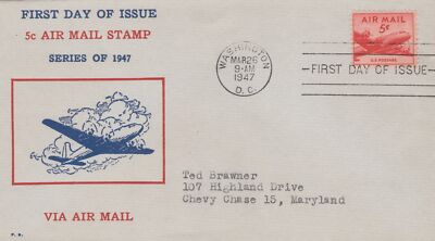 US C33-19 FDC Fidelity Stamp Co. cachet Airmail Series of 1947 ZAYIX 101323USF13