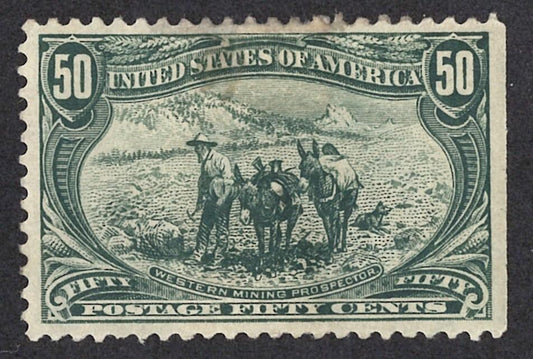 US 291 MHH VF 50c Trans-Mississippi thin, toning CV $600 ZAYIX 1223X0055