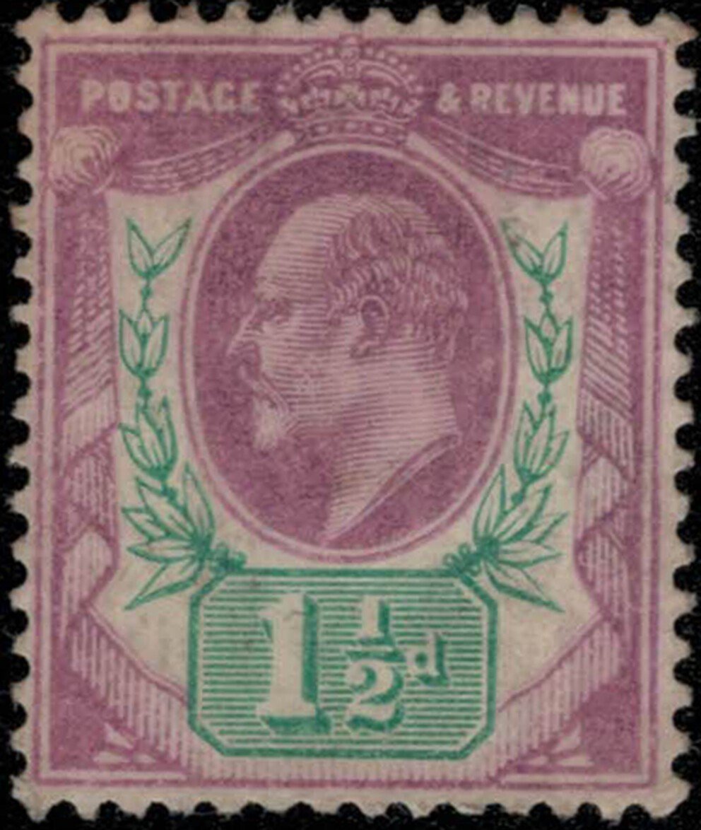 Great Britain 129 MNG 1902 1 1/2p violet & green Edward VII ZAYIX 031922S18
