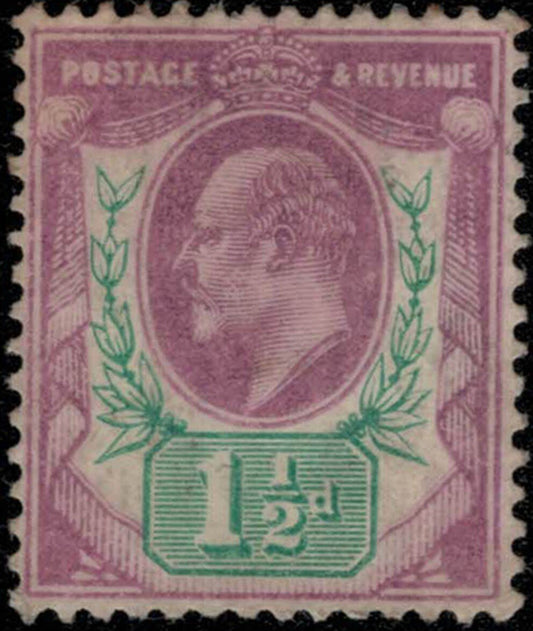 Great Britain 129 MNG 1902 1 1/2p violet & green Edward VII ZAYIX 031922S18