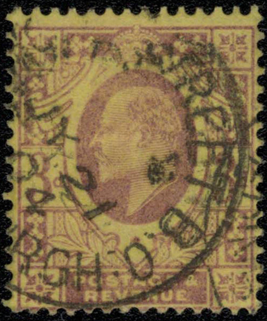 Great Britain 132 used 1902 3p dull purple on org yel Edward VII ZAYIX 031922S20