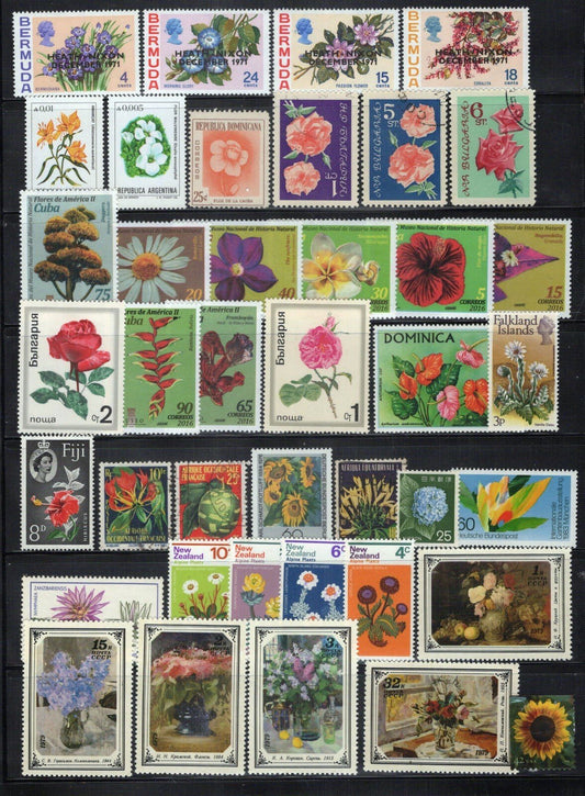 Flowers Collection Mint Used Nature Plants Roses Sunflowers ZAYIX 0124S0321