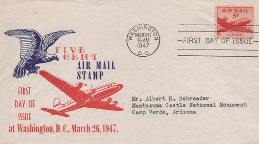 US C33-38 FDC M. Sanders cachet Eagle & Dc-4 airmail XXX ZAYIX 101323USF24