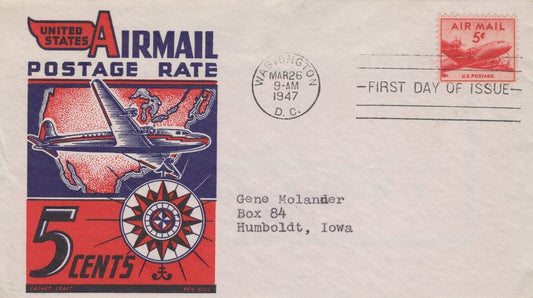 US C33-5 FDC Cachet Craft Ken Boll flap partially stuck ZAYIX 101323USF26