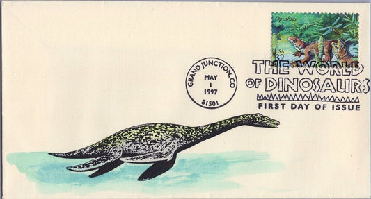US 3136 FDC Dinosaurs SMB Cachets - Hand Painted -Opisthias ZAYIX