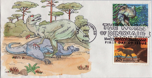 US 3136 FDC Dinosaurs SMB Cachets - Hand Painted -Tyrannosaurus Feeding ZAYIX