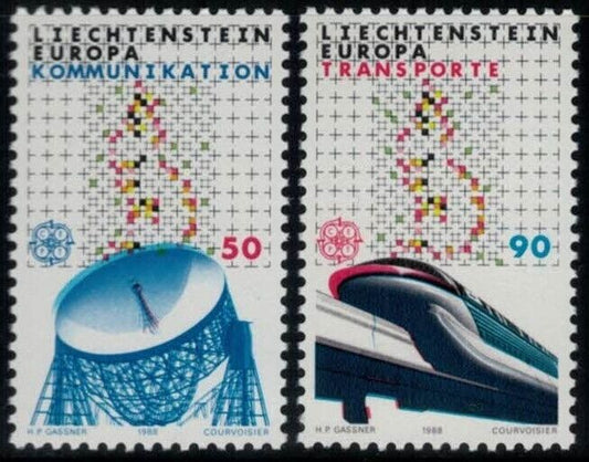 ZAYIX Liechtenstein 880-881 MNH Communication Trains Europa CEPT 031622-S84
