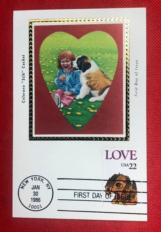 1986 US Colorano FDC Maxi Card 2202 Love Stamp Dogs ZAYIX 010222SM63