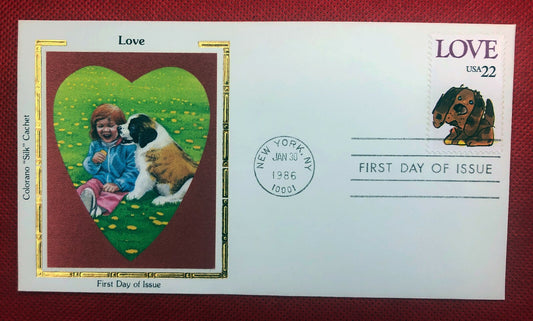 1986 US Colorano FDC 2202 Love Stamp Dogs ZAYIX 010222SM62