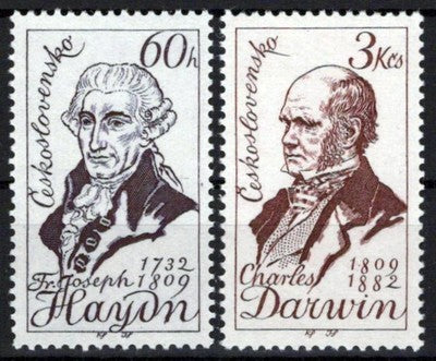 Czechoslovakia 940-941 MNH Charles Darwin Franz Haydn Zayix Stamps 0425S0046