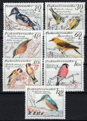 Czechoslovakia 942-948 MNH Birds Woodpeckers Kingfishers Zayix Stamps 0425S0047