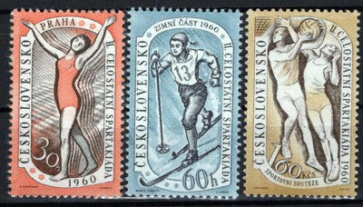 Czechoslovakia 955-957 MNH Sports Games Gymnast Skier Zayix Stamps 0425S0049
