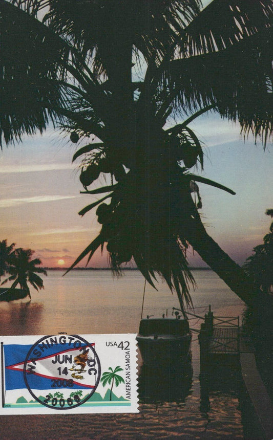 US Maxi Card FDC UA American Samoa Flag, Palm Tree ZAYIX 0924M0210
